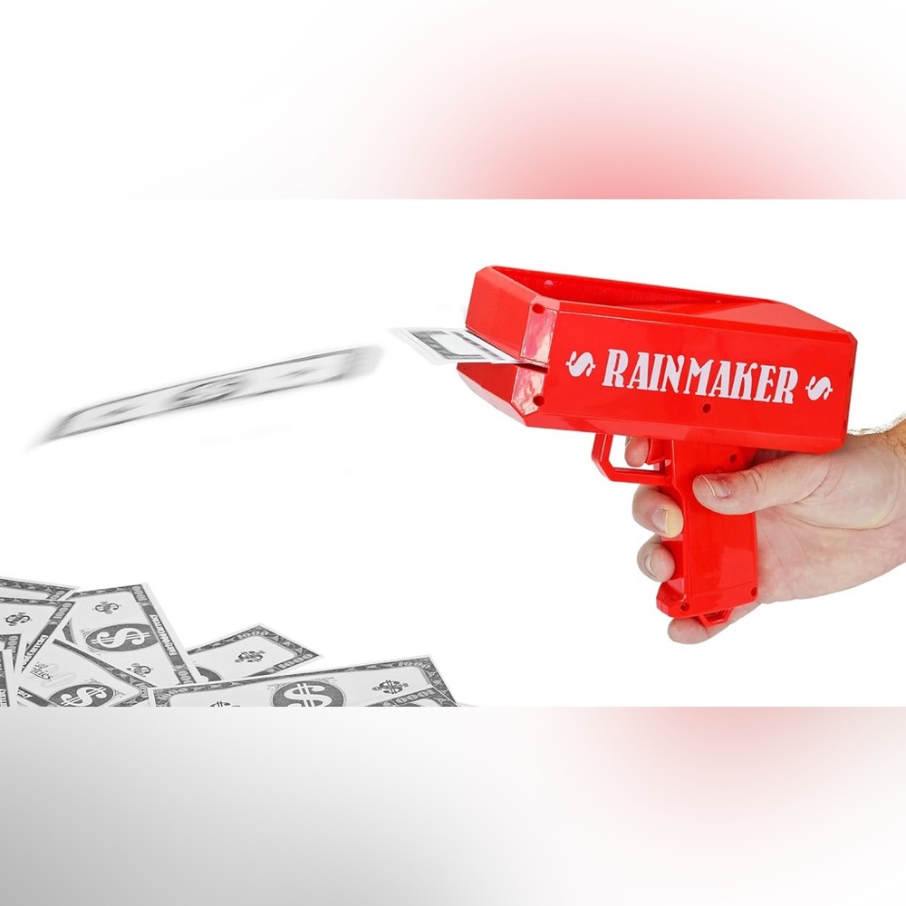 NEW/SEALED Rainmaker Money Gun - Funny Cash Blowing Toy Gift w/Fake Money